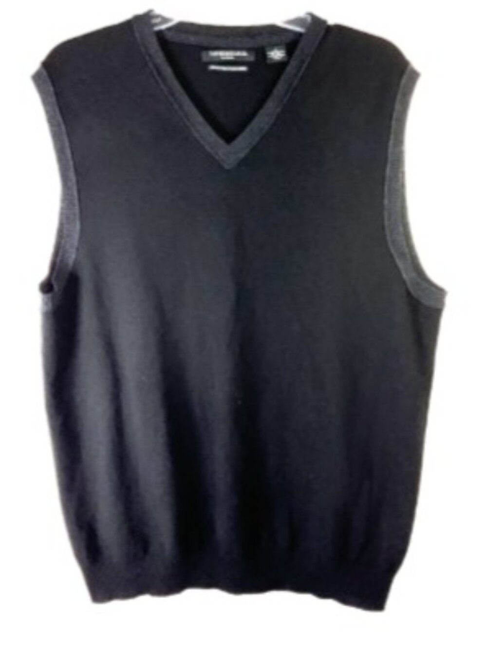 Impermeable old money merino wool Cashmere silk sweater vest black grey large